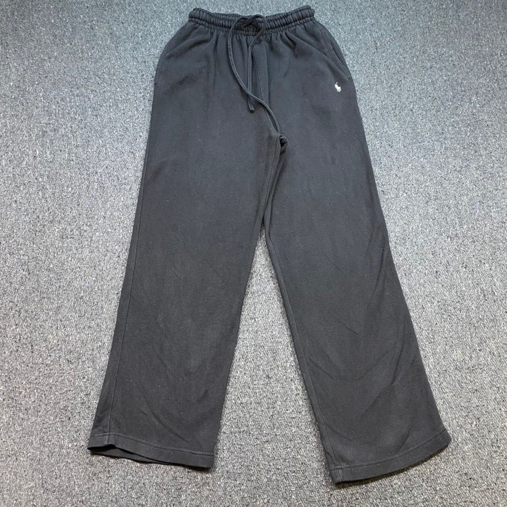 Polo Ralph Lauren Sweatpants Sz M Mens Black Skater Pique Knit Pony Logo Lounge